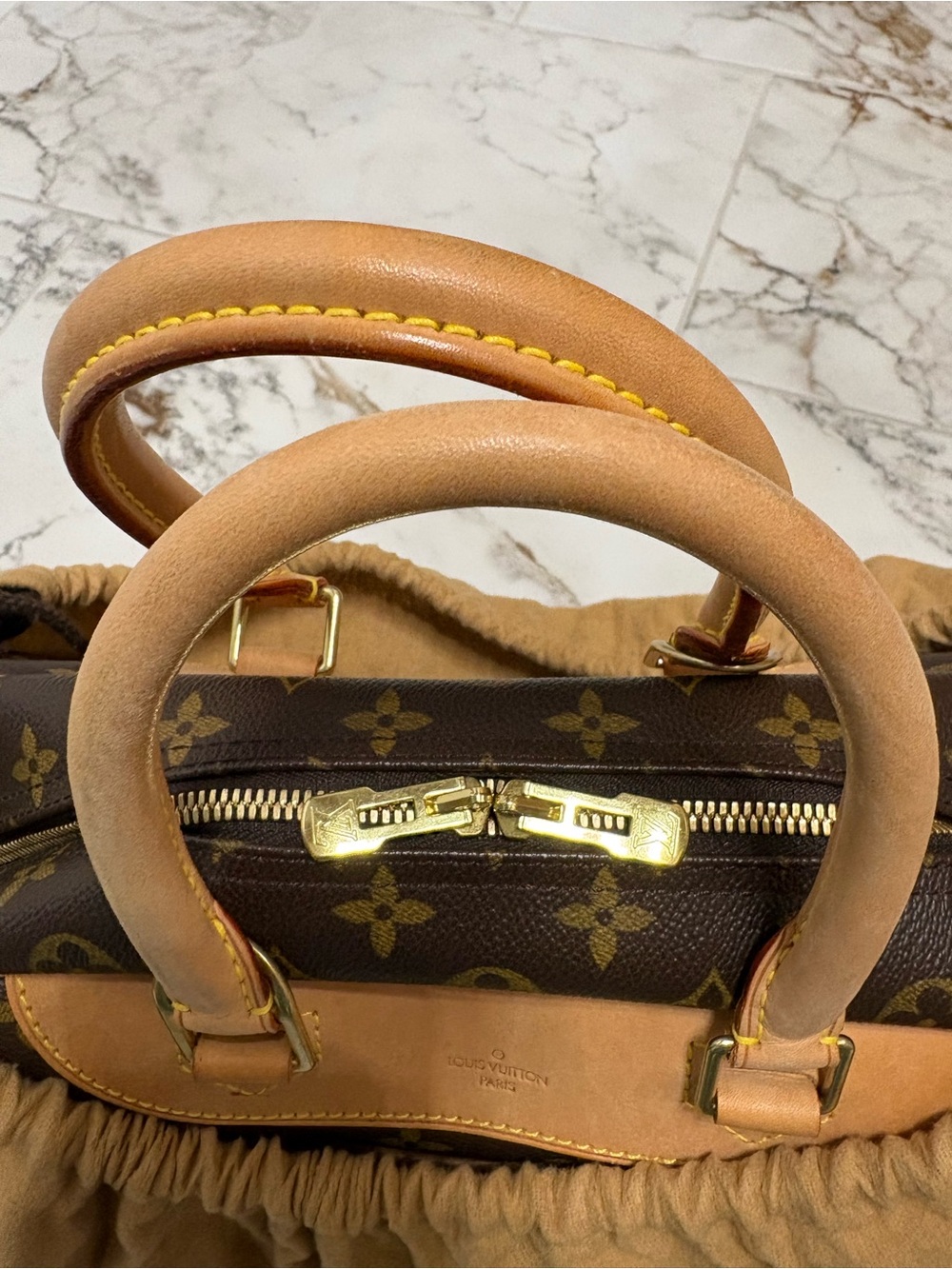 Louis Vuitton Brown Deauville Satchel Bag with Monogram Design authentic vintage - Picture 15 of 16